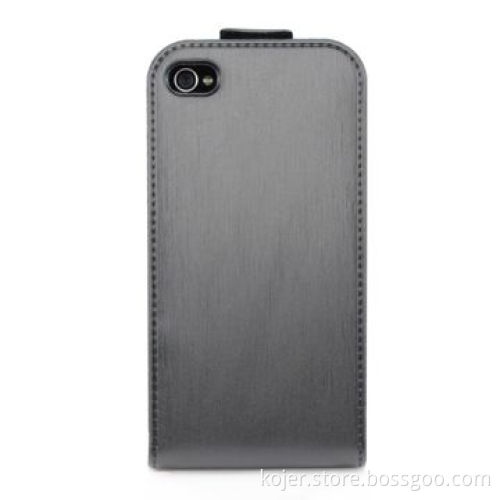 Leather Case for Apple's iPhone 4, with Flip Design and Electronic Embossed Fake Lines